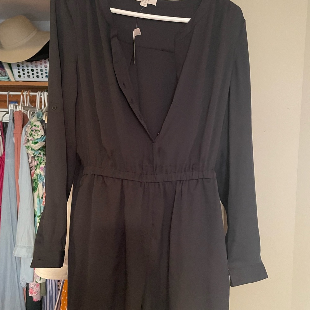 LOFT Black Long Sleeve Romper